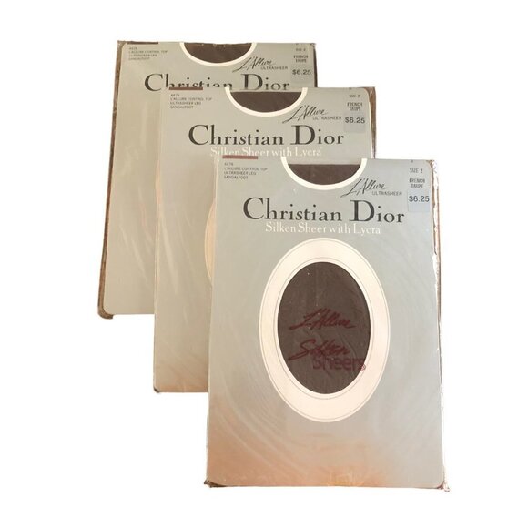 NWT Christian Dior Pantyhose Lot of 3 Control Top Ultrasheer Sandalfoot NWT Sz 2 - Picture 1 of 7